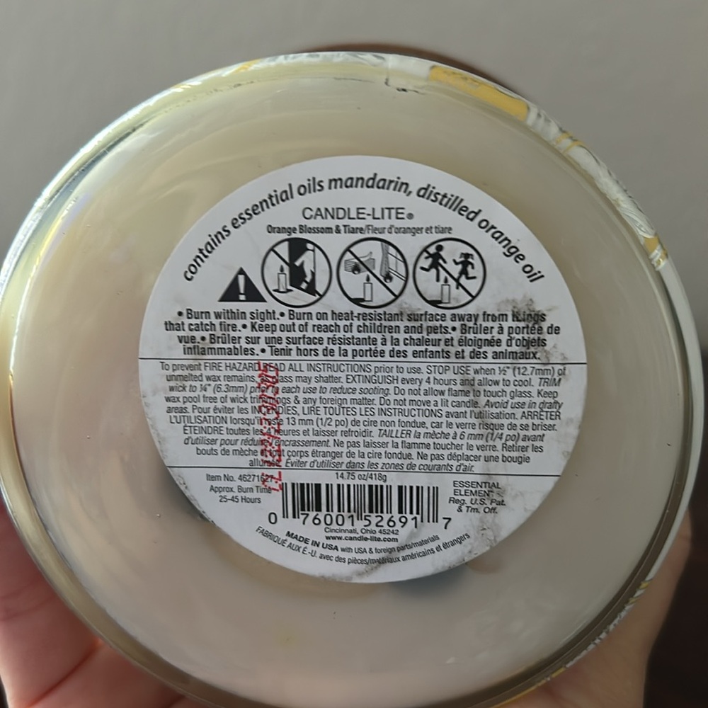 Candle-Lite Orange Blossom + Tiare 14.74 3 wick jar candle - Picture 3 of 4